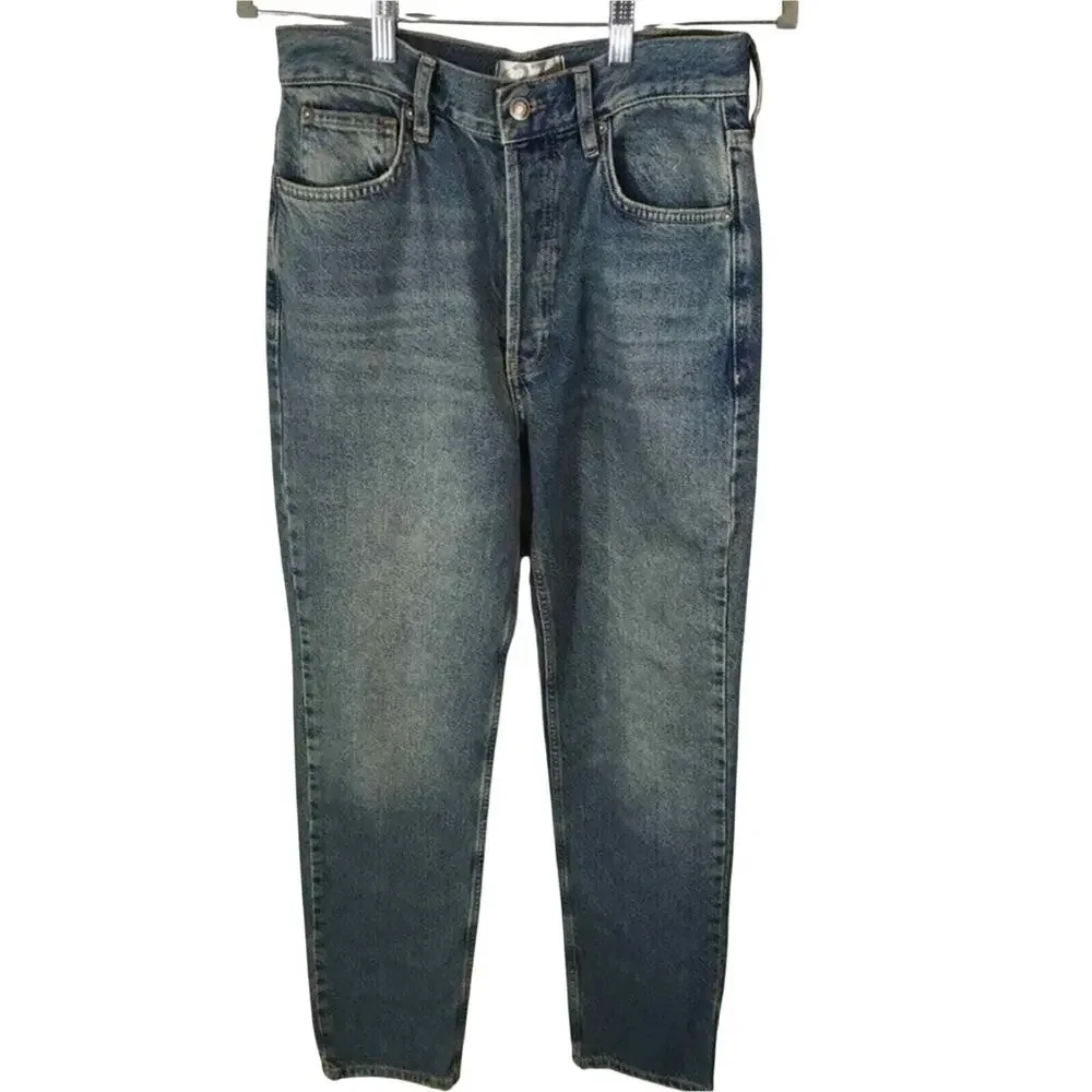 We The Free Lasso Straight Button Fly Jeans in Back Road Blue Size 32 New!!
